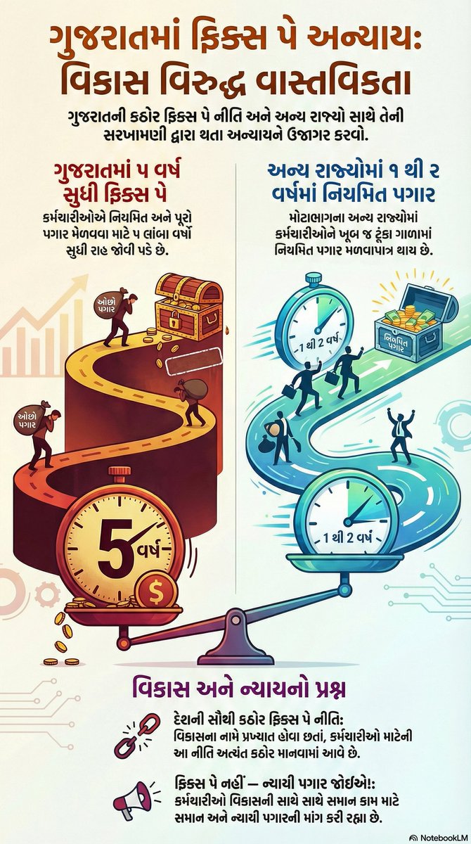 पाँच साल का इंतज़ार क्यों,
जब मेहनत रोज़ हमारी है?
हक़ से हमें दूर क्यों,
जब नौकरी भी हमारी है?
#Remove5YearFixPay – यही हमारी पुकार है।
#Remove_Fixpay_in_gujarat
#શોષણમુક્તગુજરાત