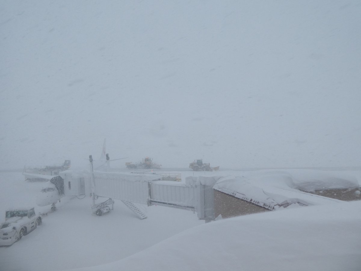 aomori_airport's tweet photo. 2026年2月1日   #青森空港 の #除雪 情報です。現在青森空港除雪隊 #ホワイトインパルス が滑走路除雪作業を行っております。除雪完了は14時55分を予定しています。 https://t.co/TciPgNSJgN