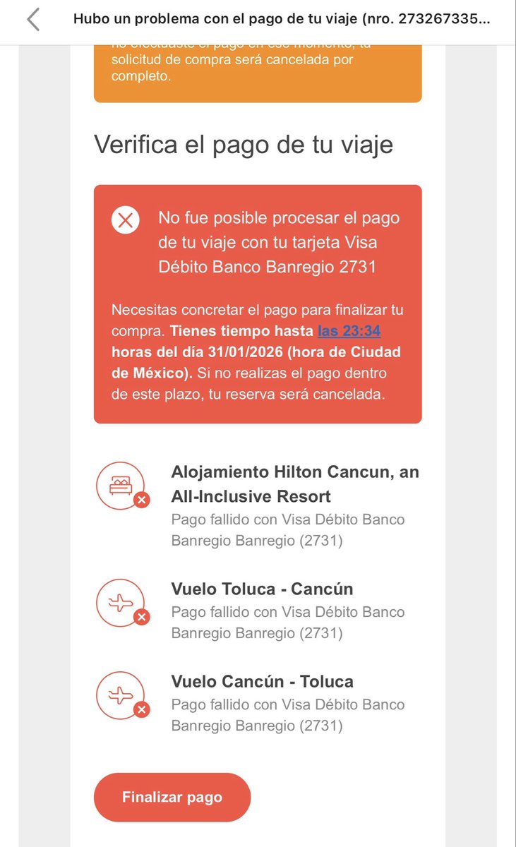 Alanis_low's tweet photo. @DespegarMx @Despegar 
No puedo comprar mi paquete https://t.co/BnlmiVYxC3