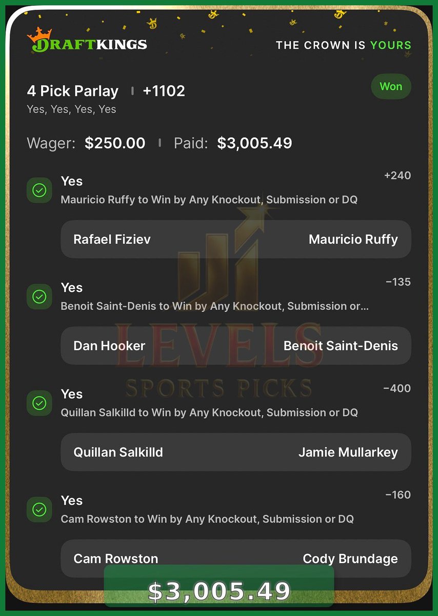 TheCoachesDesk's tweet photo. Successful night of betting with UFC 🥊
✅ $6,605.49
I’ll let the $10 discord code stay active until I wake up in the morning 🫡
📊 Join @LevelsPicks ⬇️
🔥 75% OFF 1st month w/code👇
🖥️ Use promo code: UFC75
🔗 https://t.co/LLJSsOWurI
#UFC | #UFConParamount | #UFC375 https://t.co/oLaMBjZDtJ