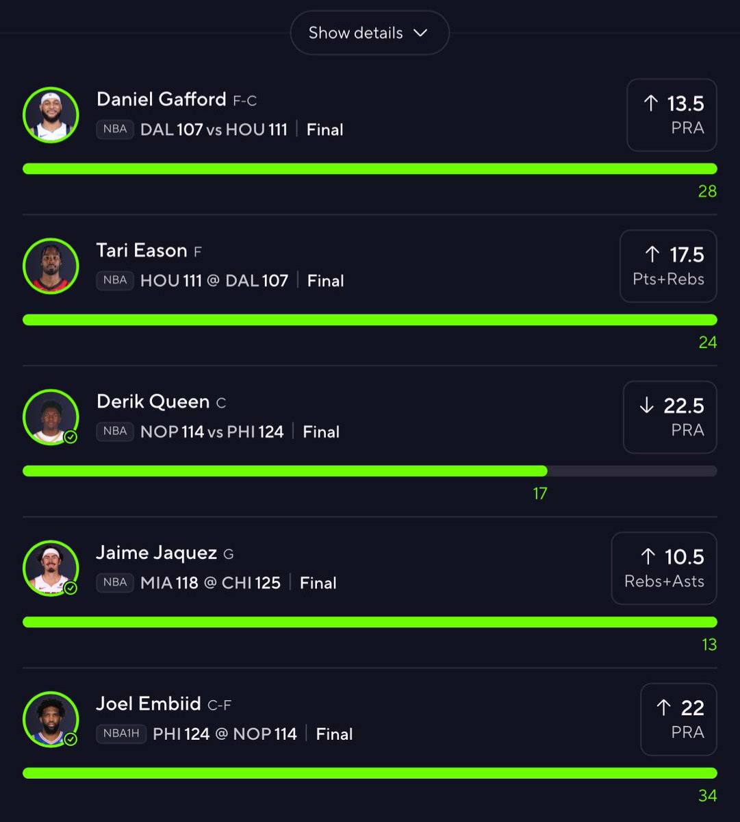 PrizePicksValue's tweet photo. $200 to someone who LIKES ⬇️❤️

#PrizePicks 10X/20X MEGA SWEEP!! ✅🧹

Daniel Gafford O13.5 PRA ✅
Tari Eason O17.5 PR ✅
Derik Queen U22.5 PRA ✅
Jaime Jaquez O10.5 RA ✅
Joel Embiid O22.0 1H PRA ✅

DROP THOSE CASHAPPS NOW 💰 https://t.co/ukIePv2myG