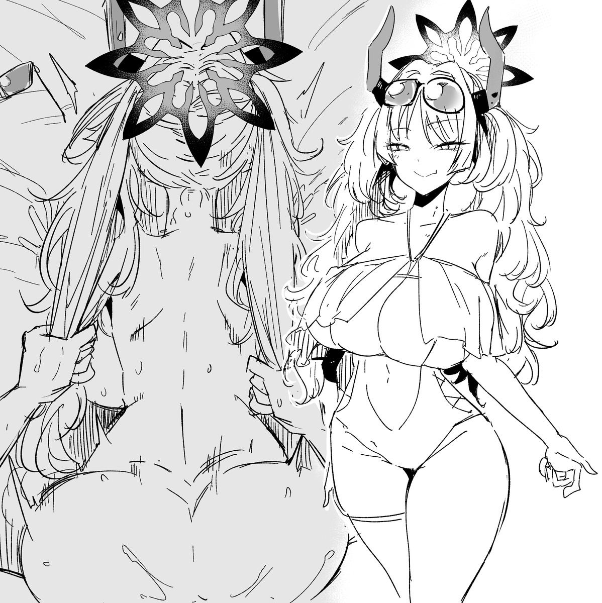 昨日のサツキ描き終わってから気づいたけど公式イラストではツインテにしてるんだよね。かわいいね。 