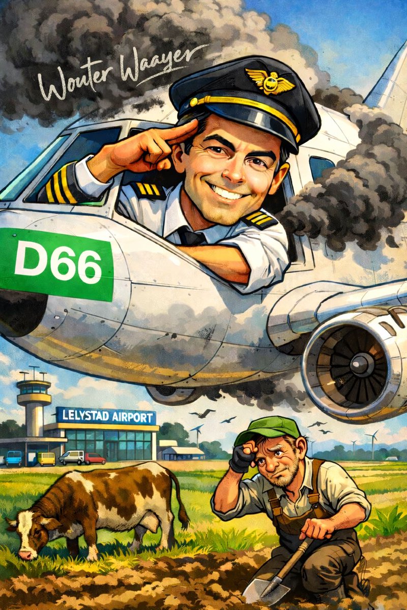 Wouter Waayer:
Lelystad Airport open is een middelvinger naar de boeren, de natuur en eigenlijk heel Nederland. Kennis- en kapitaalvernietiging door boeren gedwongen uit te kopen, zodat een commercieel vliegveld tonnen stikstof de lucht in kan pompen en hoge piefen nog wat extra