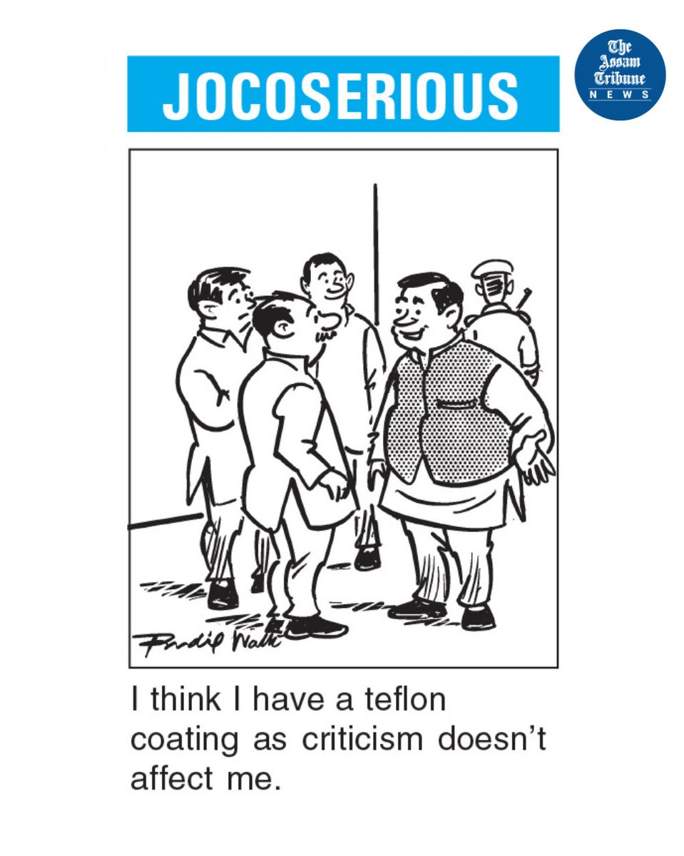 assamtribuneoff's tweet image. A leader with a Teflon shield and selective hearing.

#teflon #Jocoserious #TheAssamTribune