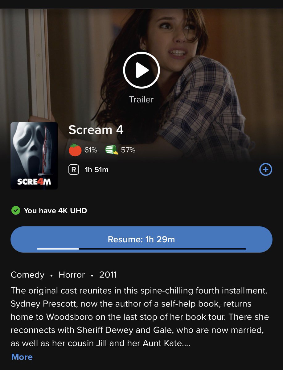 thescreamvault's tweet image. Scream 4 is on 4K on Fandango at Home.  #Scream4 #4K