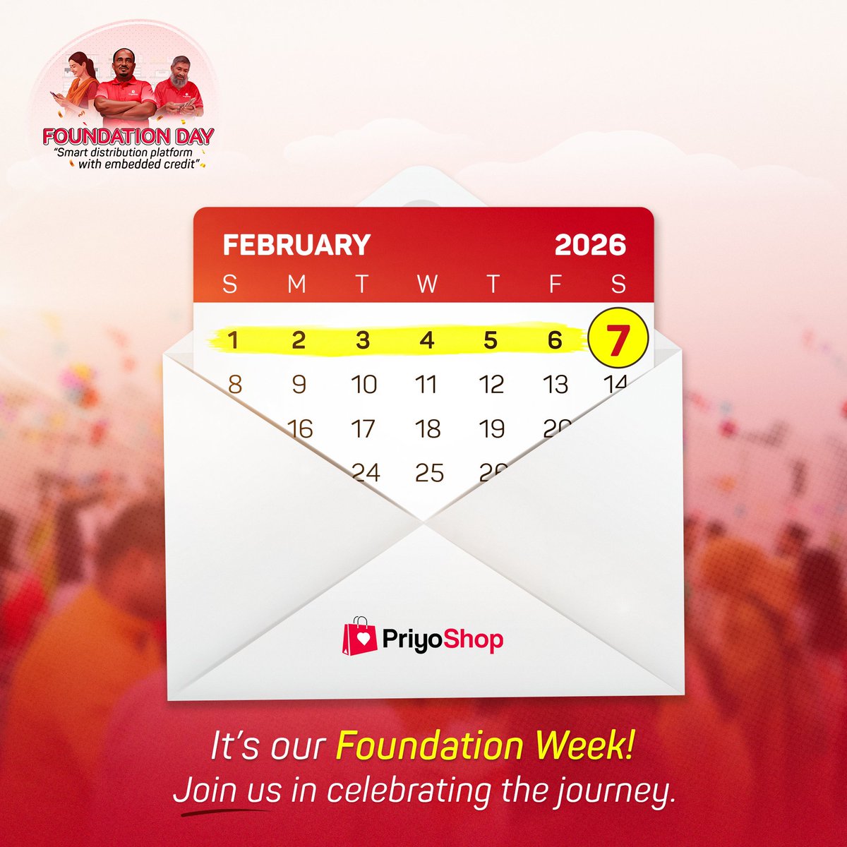 priyoshopb2b's tweet photo. February is special, it’s our Foundation Month. From a small dream to empowering retailers across Bangladesh, the journey continues. Stay with us. 🚀
#PriyoShop #FoundationWeek #EmpoweringMSMEs https://t.co/mXQ6QC7M76