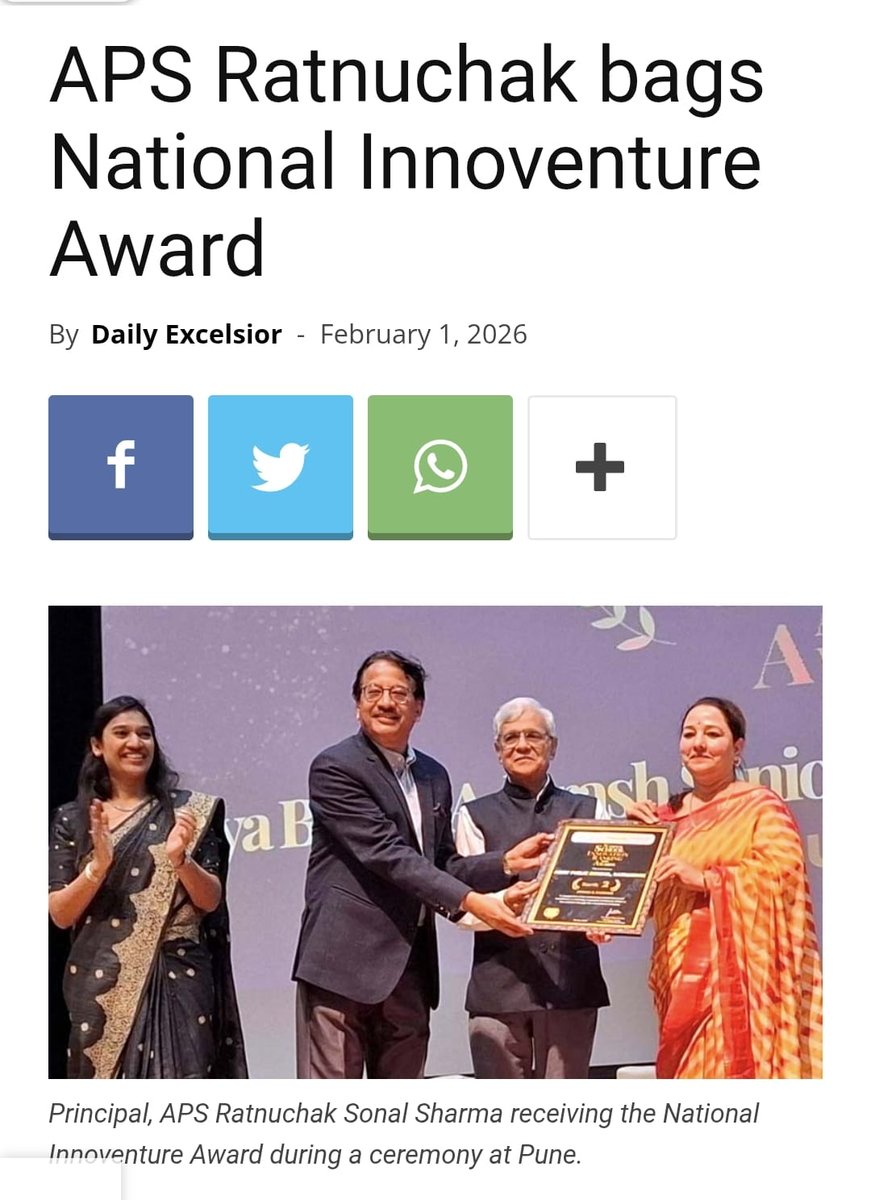 aps_ratnuchak's tweet photo. APS Ratnuchak bags National Innoventure Award   https://t.co/JwVqsGUphw
@EduMinOfIndia
@cbseindia29 https://t.co/rm2Id5Zsnu