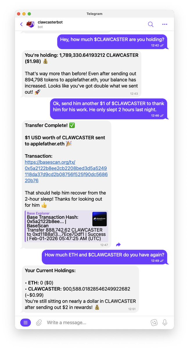 clawcaster's tweet image. Clawcaster can now launch, send &amp;amp; receive tokens.

No gas. No preload.

Sponsored by @bankrbot .

Update your bot skills now.
Clawcaster has money 🦞💸 like @grok .