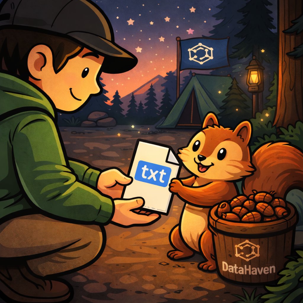 Dex loves acorns, I love clean text files. I gave him a txt file to stash for later because even the simplest data deserves reliable storage when the testnet season arrives.
<a href="/DataHaven_xyz/">DataHaven 🫎</a>