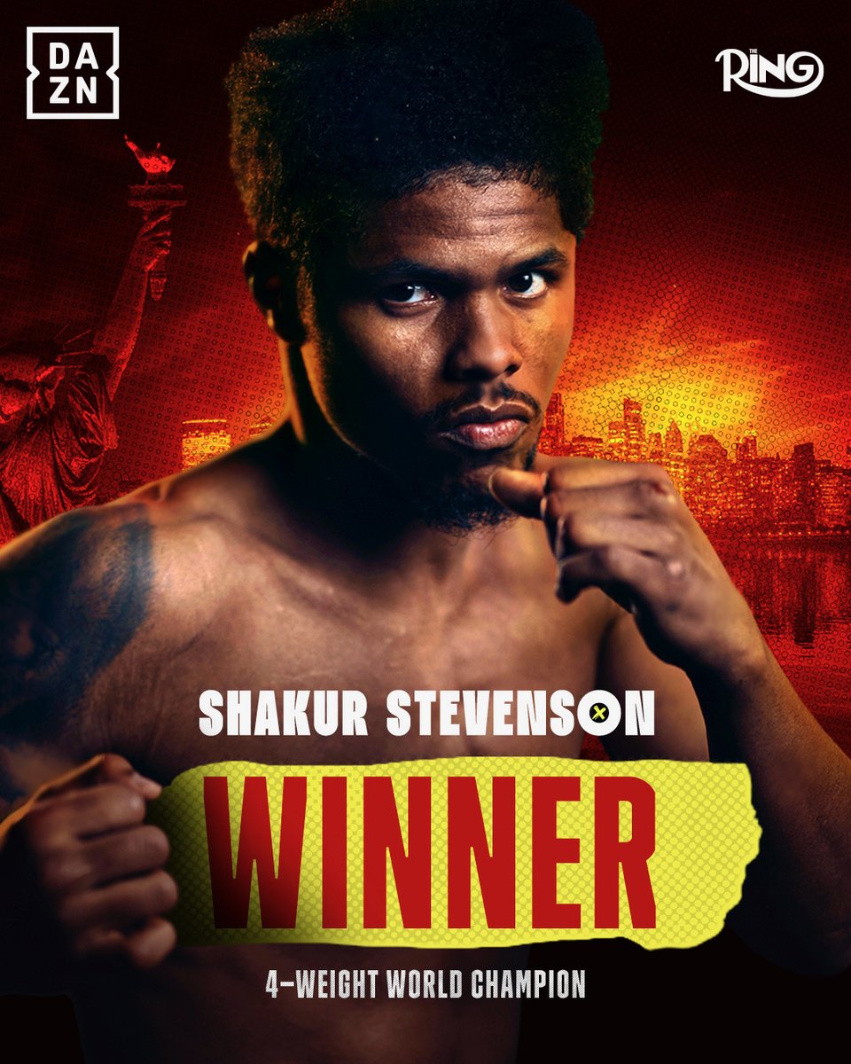 DAZNBoxing's tweet image. AND THE NEW... @ShakurStevenson 🥇

🎟️ Buy RING 6 NOW HERE --&amp;gt; DAZN.com

#RING6 | Teofimo Lopez vs Shakur Stevenson | LIVE NOW | Exclusively on DAZN | @RingMagazine