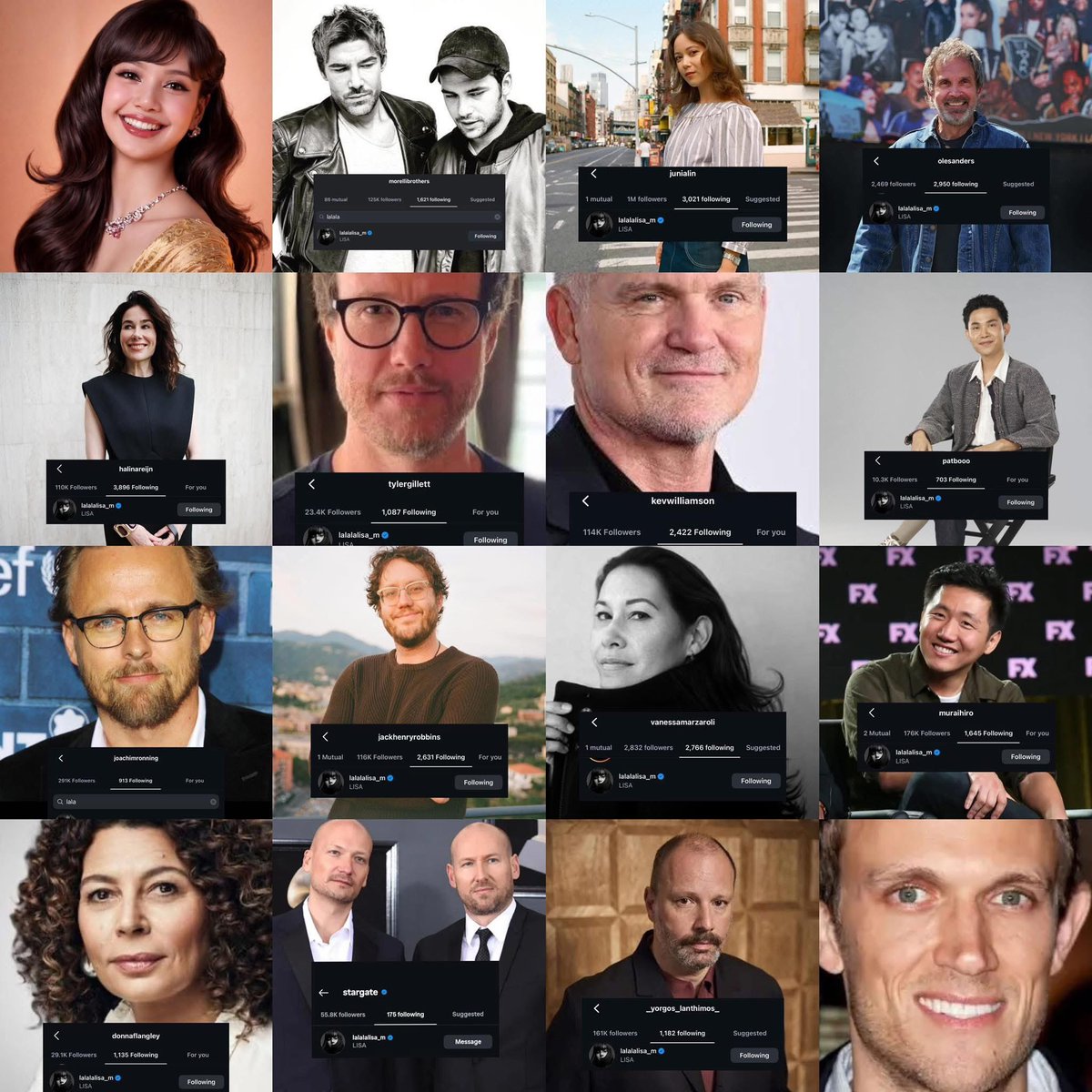 TheBestCeoLisa's tweet image. ผู้กำกับระดับฮอลลี่วู้ดเริ่มติดตามไอจีลิซ่ามากมายหลายท่าน เลยค่ะ ทำให้นึกถึงช่วงที่ลิซ่าไปดูงานแฟชั่นใหม่ๆนางแบบและคนในวงการแฟชั่นก็เริ่มมาตามไอจีมากมายเพราะคนในแวดวงอาชีพเขาเห็นแวว ครั้งนี้ก็เช่นกันความดังของลิซ่าไม่ใช่เกิดจากใครล้วนเกิดจากความเพียรพยายามและออร่าของตัวเธอเอง