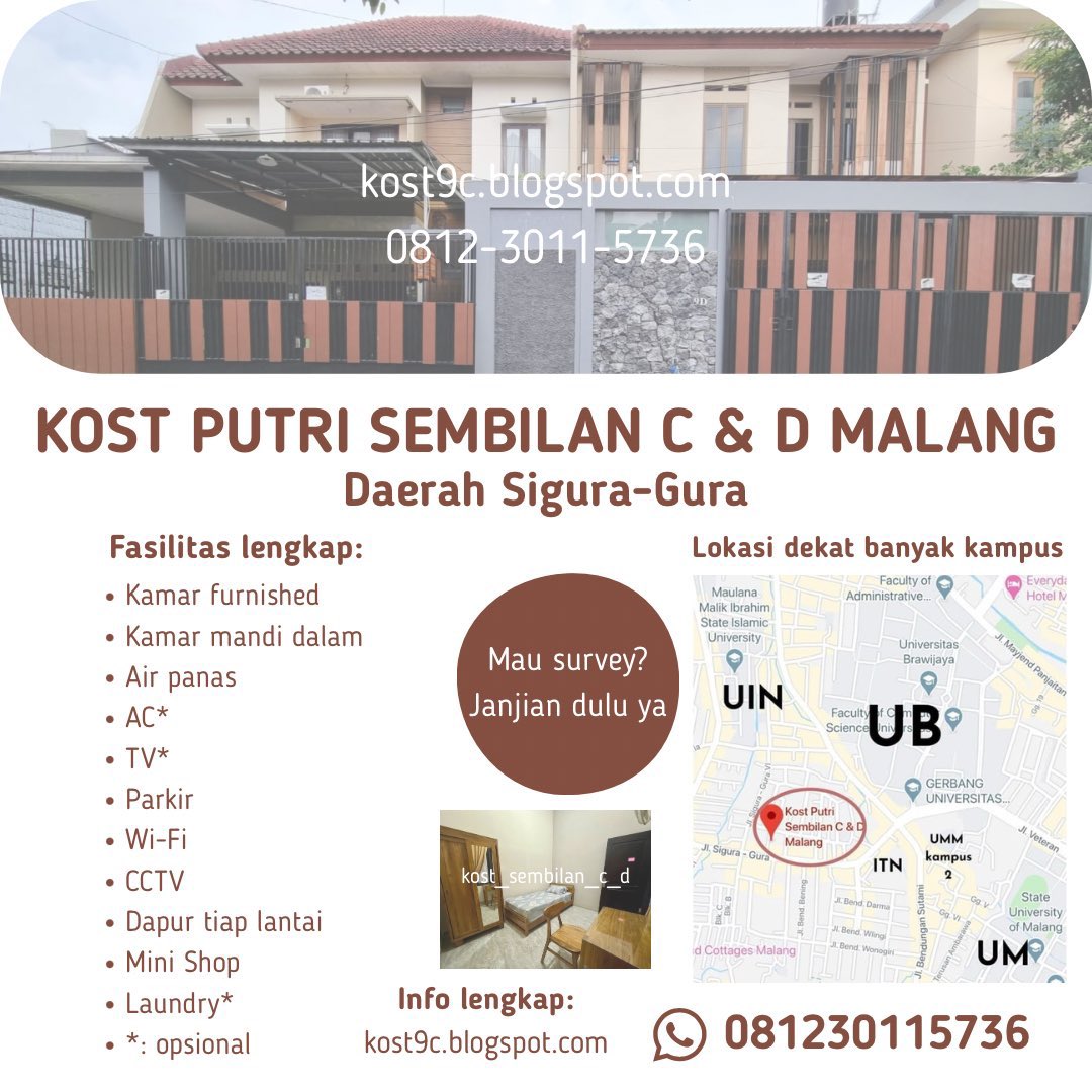 Lui | kos putri dekat UB, UM, UMM 2 tweet media