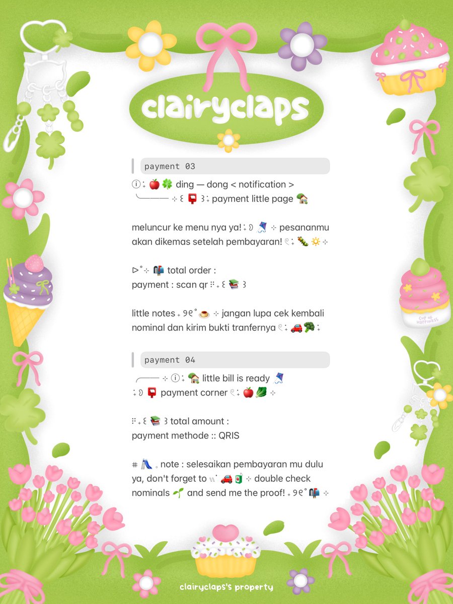 clapsiry's tweet image. help repost? tysm! 💓

꒰ ♡ ꒱ ˖ hiLu . . 💒 chei balik lagi bawa
wording payment ready stock ⓘ  ࣪˖ 🎀 𓏭
𓏲 ࣪˖ 👛🍡 cuma &amp;lt; 5.500 / each &amp;gt; 🌱

t. #zonauang ⊹ 🌸 ୨୧