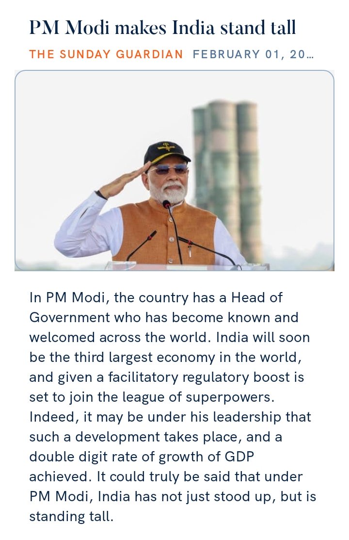 PM Modi makes India stand tall
sundayguardianlive.com/opinion/pm-mod…

via NaMo App