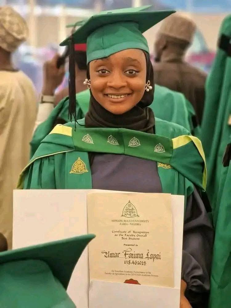 MEET OUR STAR GIRL. 

She is the Farm Manager of Larabah Foods &amp; Co. Ltd.

She is the Overall Best Graduating Student of the Department of Agriculture, Class of 2025, ABU Zaria. 

She is the Best Female Graduating Student of 2025.

She is the Overall Second Best Graduating