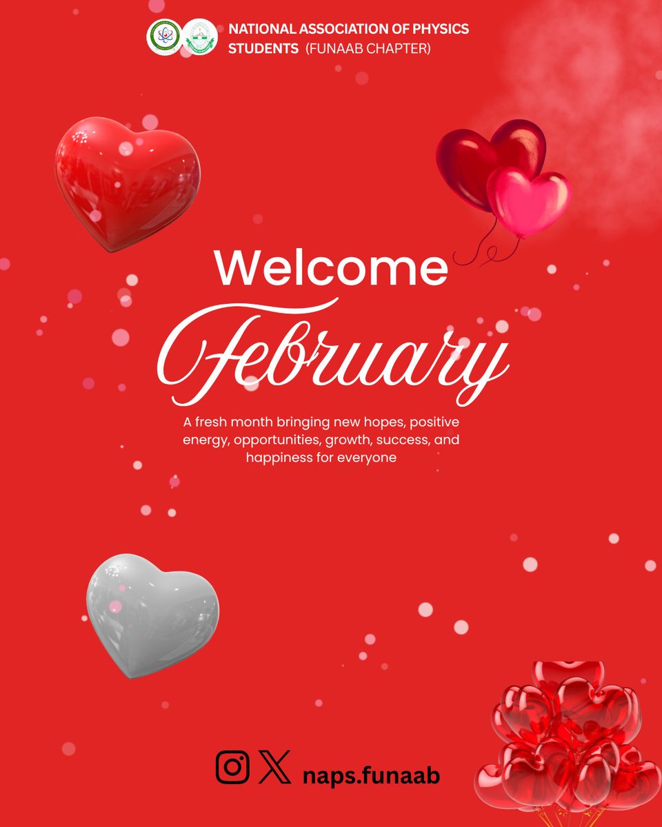 NAPSFUNAAB's tweet photo. New month. New focus. New wins loading. 🚀
February, let’s build smarter, move with intention, and turn plans into progress. ❤❤️

#NewMonth #FebruaryGoals #FreshStart #LevelUp #Consistency #GrowthMode #NewWins #FocusedEnergy https://t.co/MbY1vosLgD