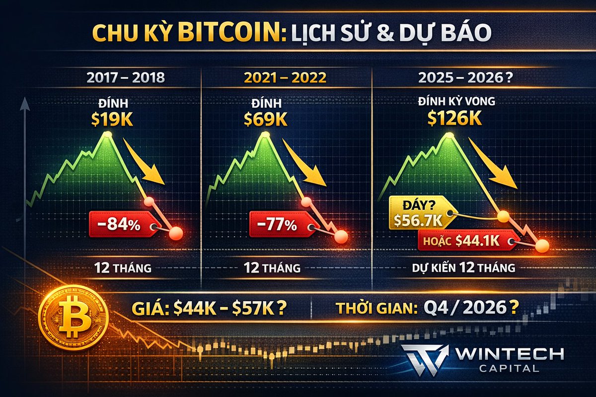 DucThangWinTech's tweet photo. Micheal Salor Chuẩn Bị Đu Đỉnh!

Micheal Strategy hiện nắm giữ 712.647 BTC trung bình giá 76.037$ và BTC đã chính thức quay về vùng entry.

 Cùng nhìn lại 3 chu kỳ BTC gần nhất:

🔸 2017:
 • Đỉnh ~$19K (12/2017)
 • Giảm -84.1% → Đáy ~$3K
 • Thời gian tạo đáy: 12 tháng

🔸 2021:
 • Đỉnh ~$69K (11/2021)
 • Giảm -77.4% → Đáy ~$15.5K
 • Thời gian tạo đáy: 12 tháng

🔸 2025 (dự kiến):
 • Nếu đã xác lập Đỉnh tại ~$126K (10/2025)
 • Kì vọng giảm như các chu kỳ trước (55% - 65%) -> Đáy 44K - 56K
 • Dự kiến tạo đáy: Q4/2026
————————————-
AE sẵn sàng chạy Grab kiếm dòng tiền DCA chưa?