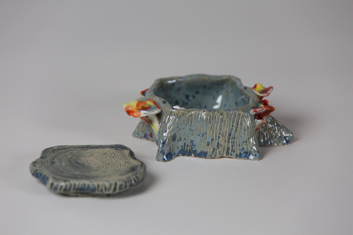 이 작업은••• 제가 학사 때 도자기로 작업한 <자라는 것들> 시리즈 중 하나인 보관함입니다.
죽은 것들 위를 먹어치우며 자라나고 퍼져나가는 버섯, 이끼, 곰팡이들을 정말!! 좋아해요🦠🍄