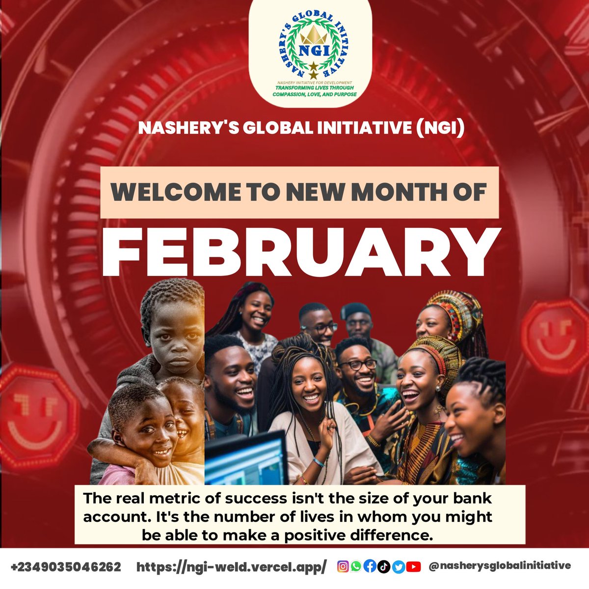 WELCOME TO FEBRUARY – OUR MONTH OF LOVE &amp; CELEBRATION 🤍🎉

Dear NGI Members,

Welcome to the month of February, a season that reminds us of the power of love, compassion, and selfless service; values that define Nashery’s Global Initiative (NGI).
#ngi #Nid