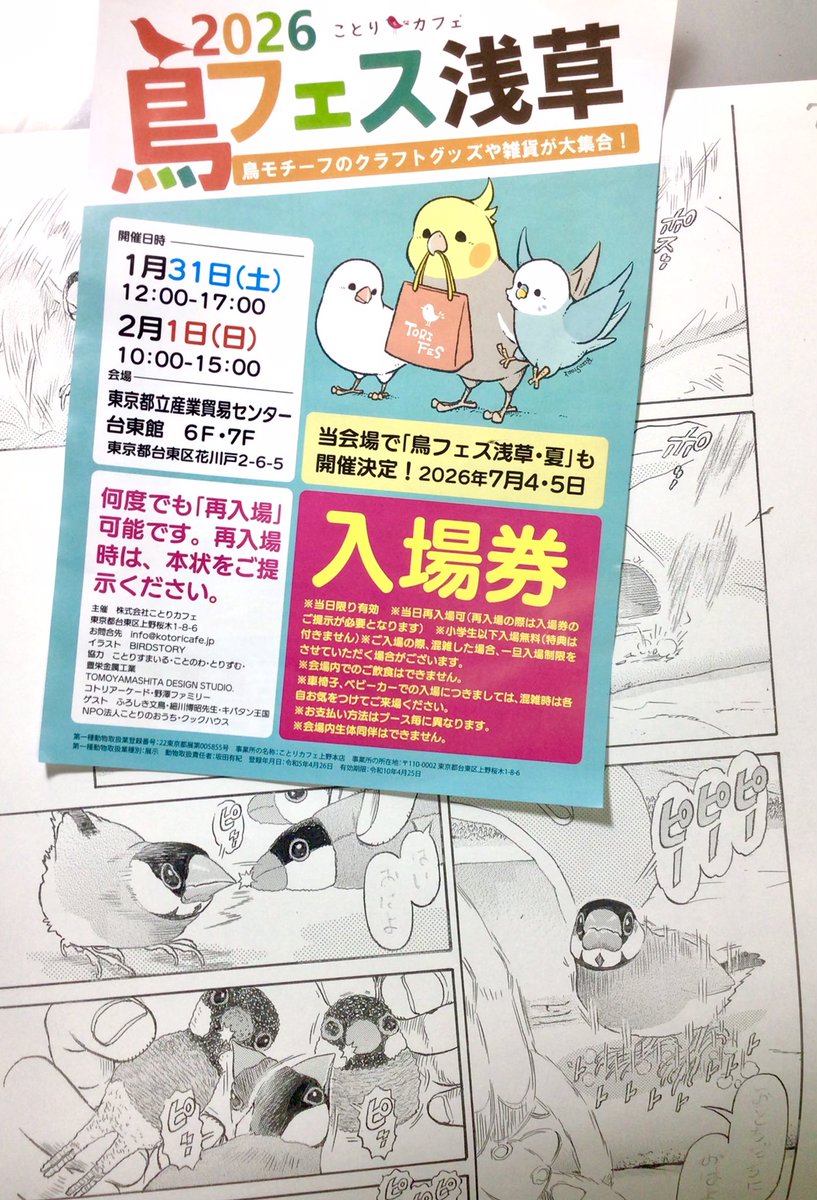 作業抜けて歩いて歩いて歩き抜いて鳥フェス浅草へ。文鳥グッズ率高い