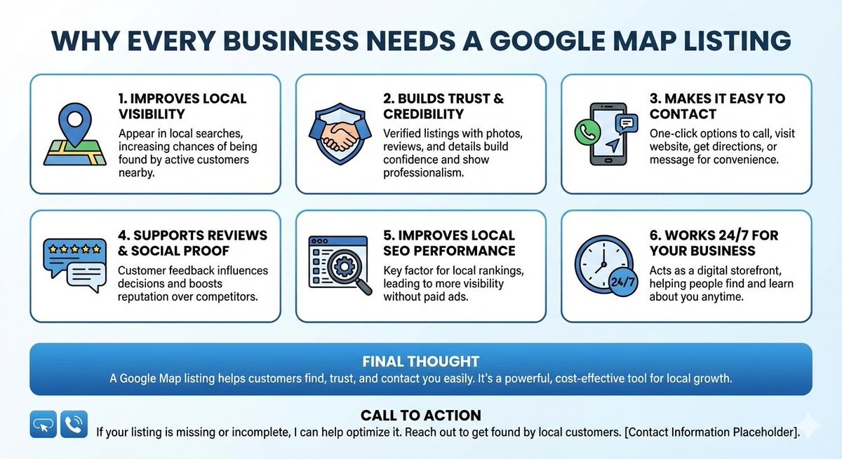 Why every business needs a Google Map listing

When people search for a business today, the first thing they often see is a map result.

Read More: linkedin.com/pulse/why-ever…

#riyazulferdous #gpb #localbusines #googlemybusiness #samllbusiness #webdesigner