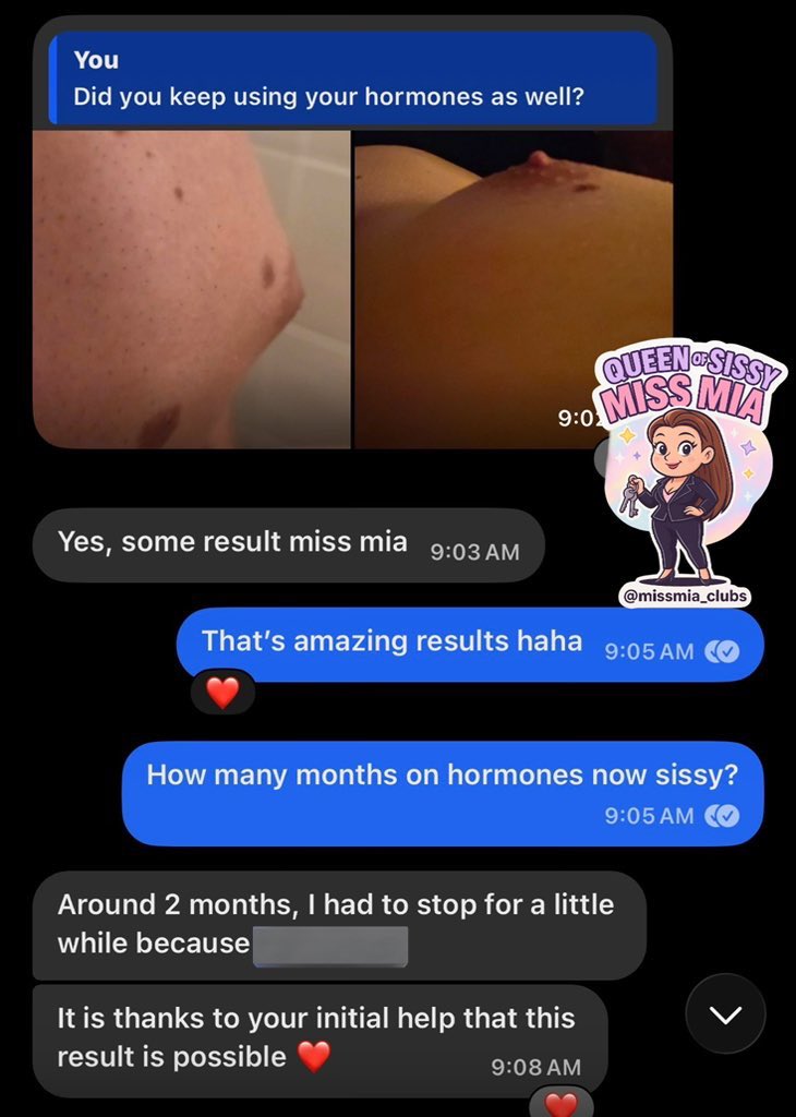 Growing Tits for content 🤣🤣

I forced-feed my Pathetic {Sissy Alyson} estrogen pills 💊 for over 2 months now! 😁

Who’s next? 😏😁