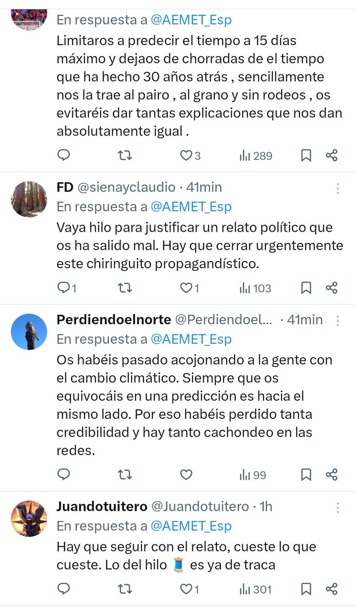 La gente no quiere información. 

Quiere que la realidad coincida con lo que ya pensaba.

AEMET publica una explicación CLARÍSIMA de qué es una predicción trimestral: tendencias, probabilidades, escenarios más probables… no certezas, no magia, no “el 12 de abril lloverá en tu