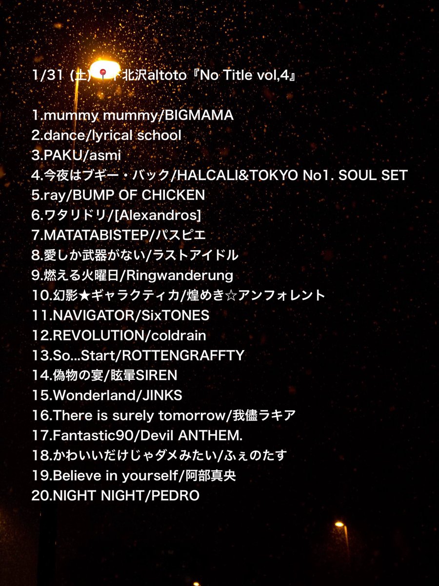 kaho_ioto's tweet image. 1/31 (土) 📍下北沢altoto
『No Title vol,4』 #notitle 
ありがとうございましたᐡ..ᐡ♩
ドルソンもロックもその他もろもろいろいろかけました！楽しかった⛓️