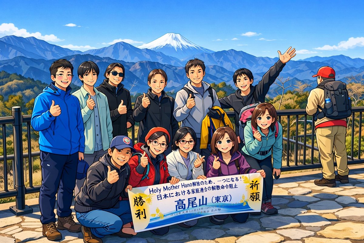 tokyodoho's tweet photo. 🌟信徒の日常　～登山編⑥～  
東京同胞登山部は、1/31(土)東京都の高尾山に登頂しました！ 富士山が本当に美しく見えました。困難があっても奇跡が起きることを神様が見せてくれたようです。 #家庭連合の日常 https://t.co/p9pnn8B7d2