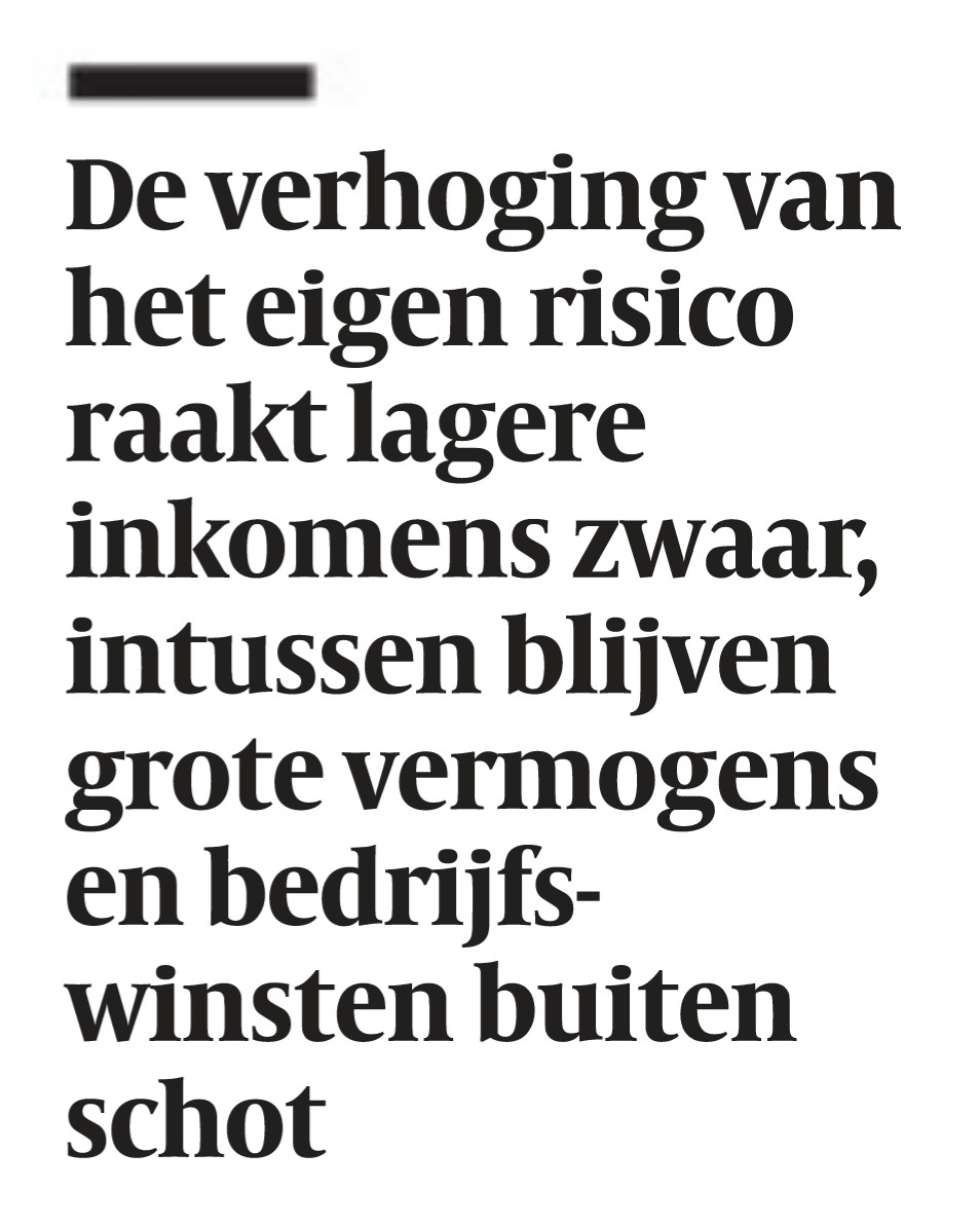 We zijn in twee jaar tijd van de PVV-belofte van nul eigen risico naar bijna vijfhonderd piek per jaar gegaan. De autochtone onderklasse moet zich eens goed achter de oren krabben. Hoe ver laat je je door identiteitspolitiek nog piepelen? Totdat je bij de kassa niks meer hebt?