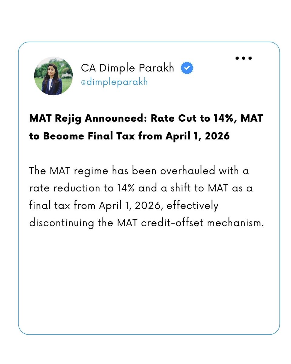 Budget 2026 Tax Reforms 🧵 | Key changes every taxpayer and professional must note  

#Budget2026 #TaxReforms #UnionBudget2026 #IncomeTax #GST #IndianEconomy