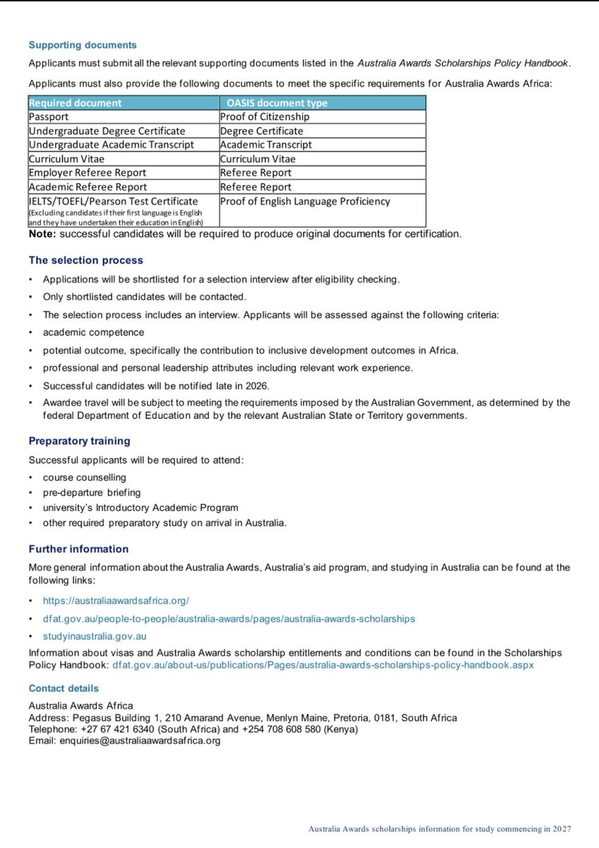 Happy New Month everyone.

Master's Scholarships for Africans to Australia 🇦🇺 

australiaawardsafrica.org/awards/apply/

Good luck 🍀