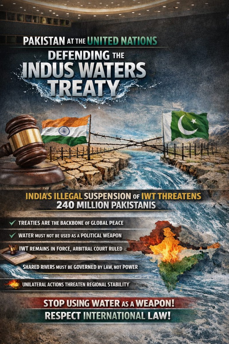 Mekaal111's tweet photo. India’s unilateral suspension of the Indus Waters Treaty is illegal, dangerous and unprecedented.
No country can walk away from a binding international treaty at will. https://t.co/dJPzsLfzmT