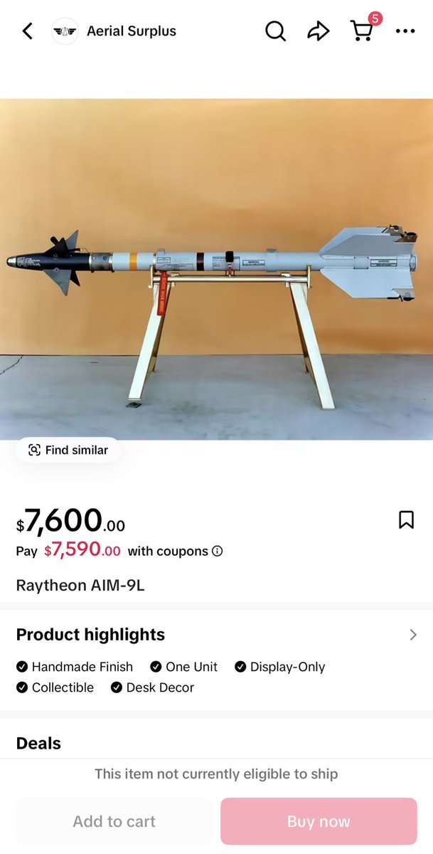 You can buy a Raytheon AIM-9L missile on the TikTok shop 🤠