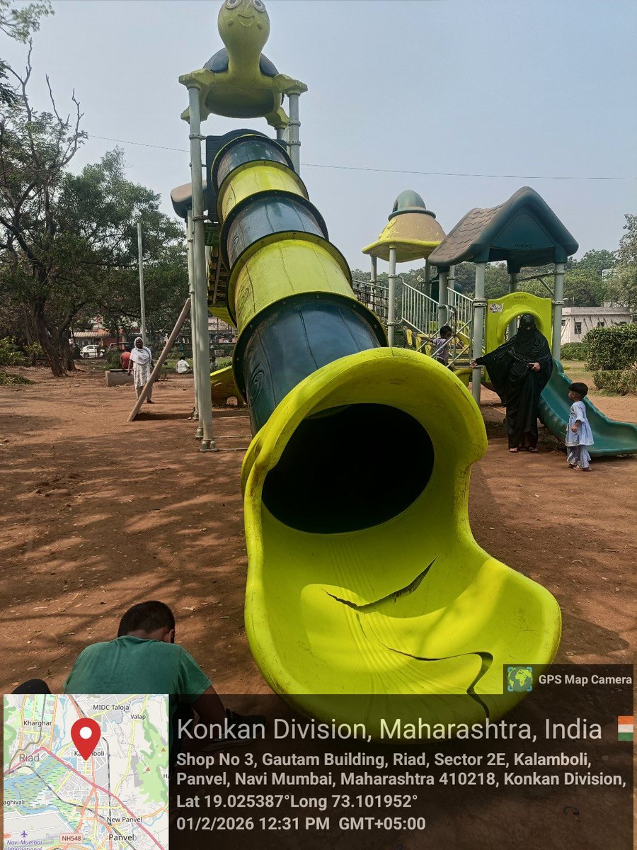 snpatil1995's tweet photo. @PanvelCorp
Urgent: Damaged/torn tube slide in a public playground is unsafe for children. Please repair or barricade immediately.
📍Sector 2E, Kalamboli, Panvel (Navi Mumbai) 410218
📌GPS: 19.025387, 73.101952
📸 Photo attached.
#Panvel #Kalamboli #ChildSafety https://t.co/SjI3yHv30q