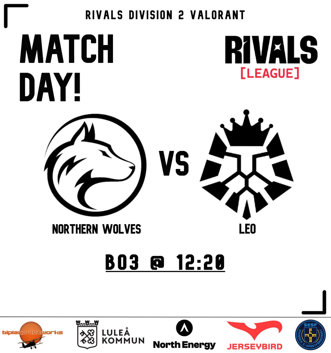 DEBUT MATCH AGAINST <a href="/LundEsports/">LEO Esports 🇸🇪</a> in Division 2 of <a href="/RivalsLeagueSE/">RIVALS LEAGUE</a> 

Wolf vs Lion, who comes out victorious?

Bo3 - 12:20

#RunWithTheWolves #NWEONTOP