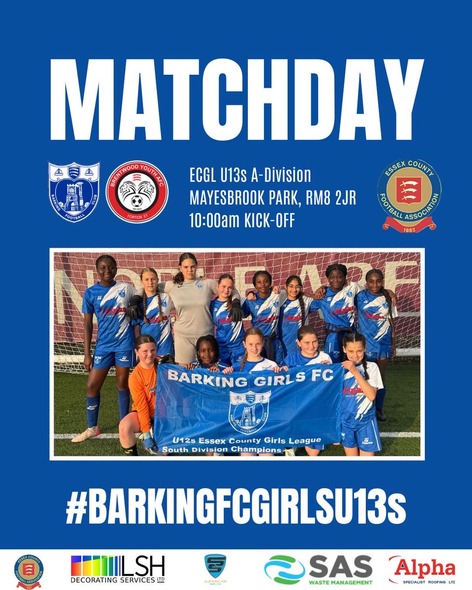 Barkinggirlsfc's tweet photo. Today’s Barking Girls fixtures 💪💪

U13s Home vs Brentwood…..League Match 

U14s Home vs Intersport……League Match 

U15s Home vs County Park…..League Match

All 3 teams at home let’s make this a winning Sunday 💪⚽️💙

#COYB #ECGL #LDNFA #Girlsfootball https://t.co/wmTgmP0bJ0