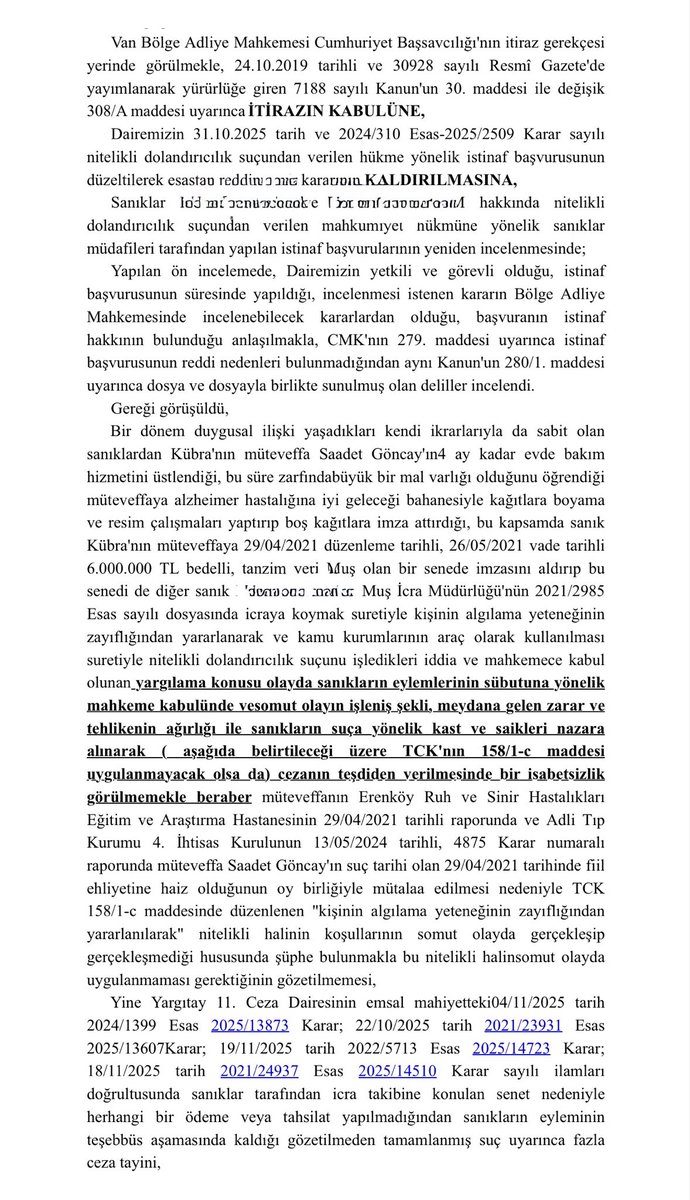 muhammet_tokali's tweet photo. KESİNLEŞMİŞ CEZA BOZDURULMASI KARARI Güncel
Nitelikli dolandırıcılık kesinleşmiş ceza.
Başvurumuz üzerine TCK 158/1-c maddesi ihlali hükümden çıkarılmış, Yine suç teşebbüs aşamadında kaldığı kabul edilerek 5 yıllık ceza 3 yıl 9 aya indirilmiştir 

Van BAM https://t.co/81r0wpCeLF 15.01.2026
2026/175E 2026/2 K 👇