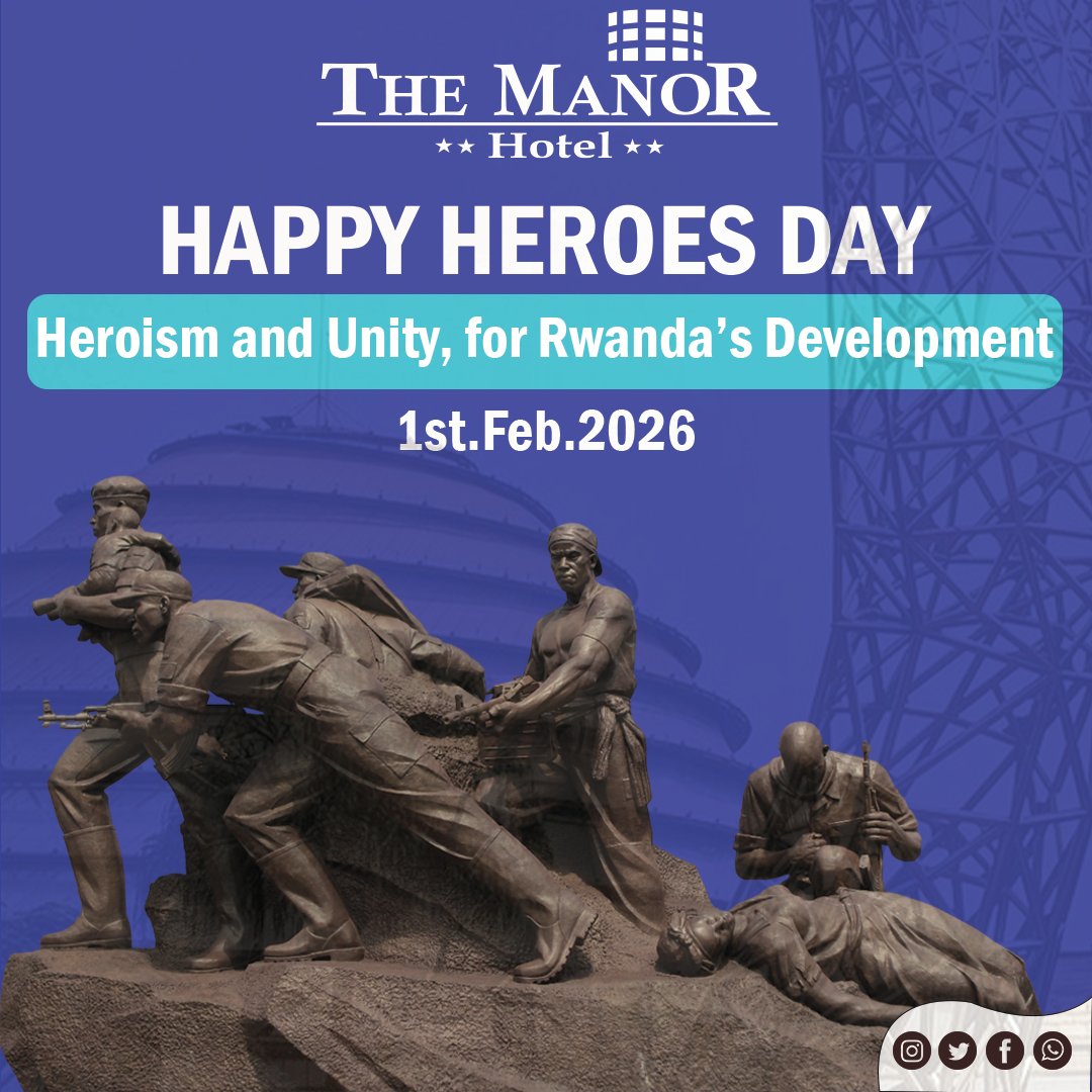 The Manor Hotel joins the nation in honouring our heroes, the brave men and women who shaped Rwanda’s history. 🇷🇼
Happy National Heroes Day.#ubutwari2026