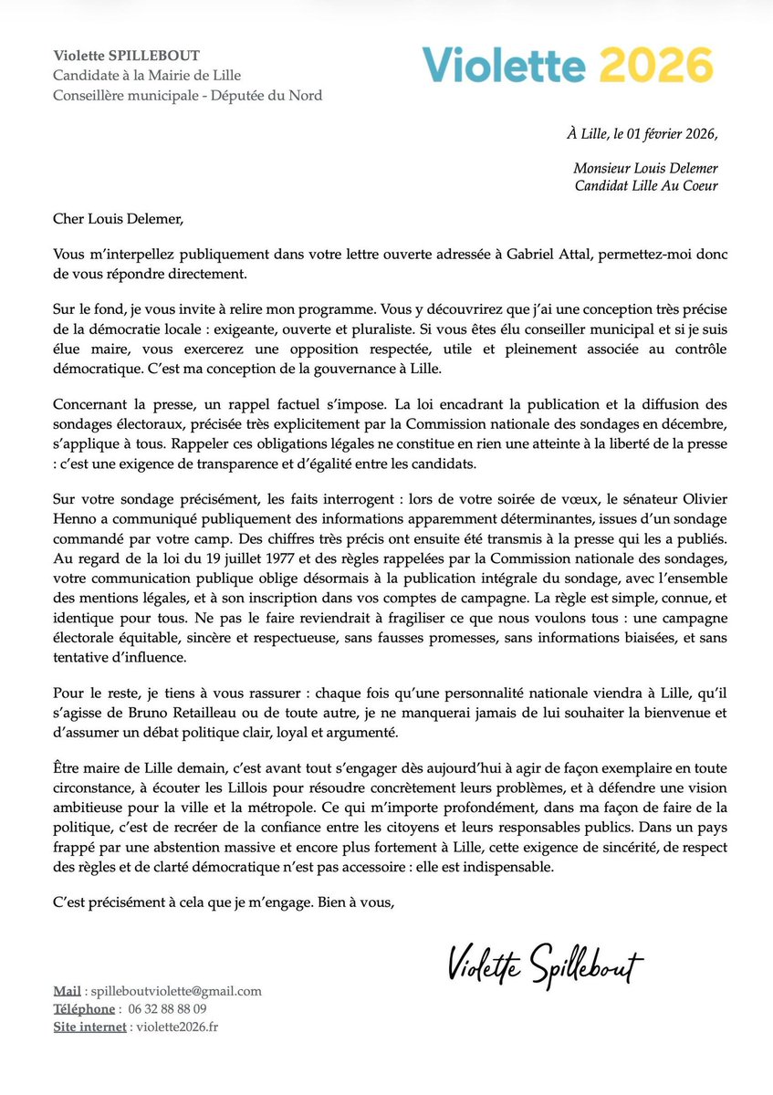 Dans un pays frappé par une abstention massive et encore plus fortement à Lille, cette exigence de sincérité, de respect des règles et de clarté démocratique n’est pas accessoire : elle est indispensable. Voici ma réponse à <a href="/DelemerLouis/">Louis DELEMER</a> 👉🏻