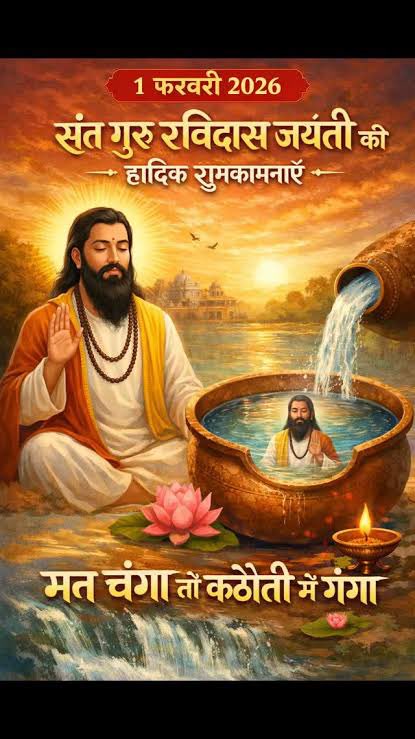 “ऐसा चाहूँ राज मैं, जहाँ मिले सबन को अन्न।
  छोट-बड़ो सब सम बसैं, रविदास रहे प्रसन्न॥”

सामाजिक समरसता और आत्मीयता के पक्षधर संत गुरु रविदास जी की जयन्ती की अनंत हार्दिक शुभ कामनाएं …!!!
#Ravidasjayanti2026 #ravidas_jayanti