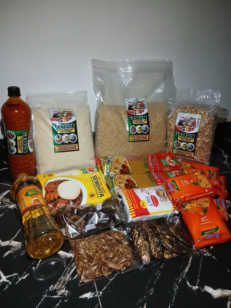 <a href="/odesanmijamal_/">DATAPOINTTELECOM Ltd</a> Happy new month to us
Y'all welcome to market square

N30,000 only 

5kg Rice 
2kg garri 
1L palmoil 
Bonga fish
500g salt 
2 pack spaghetti 
Sole fish
1kg semovita 
5pck indomie 
700ml groundnut oil 
Crayfish 
1.5kg beans 
#Holy3nity 
#IBADAN