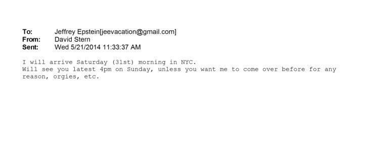 🚨🇺🇸 BREAKING: Former NBA commissioner David Stern was emailing with Jeffery Epstein to set up orgies.