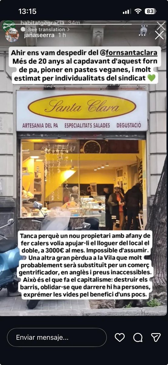 El Forn Santa Clara de Travessera de Gràcia,  tanca. Els motius?  Les conseqüències? Les accions que cal prendre?