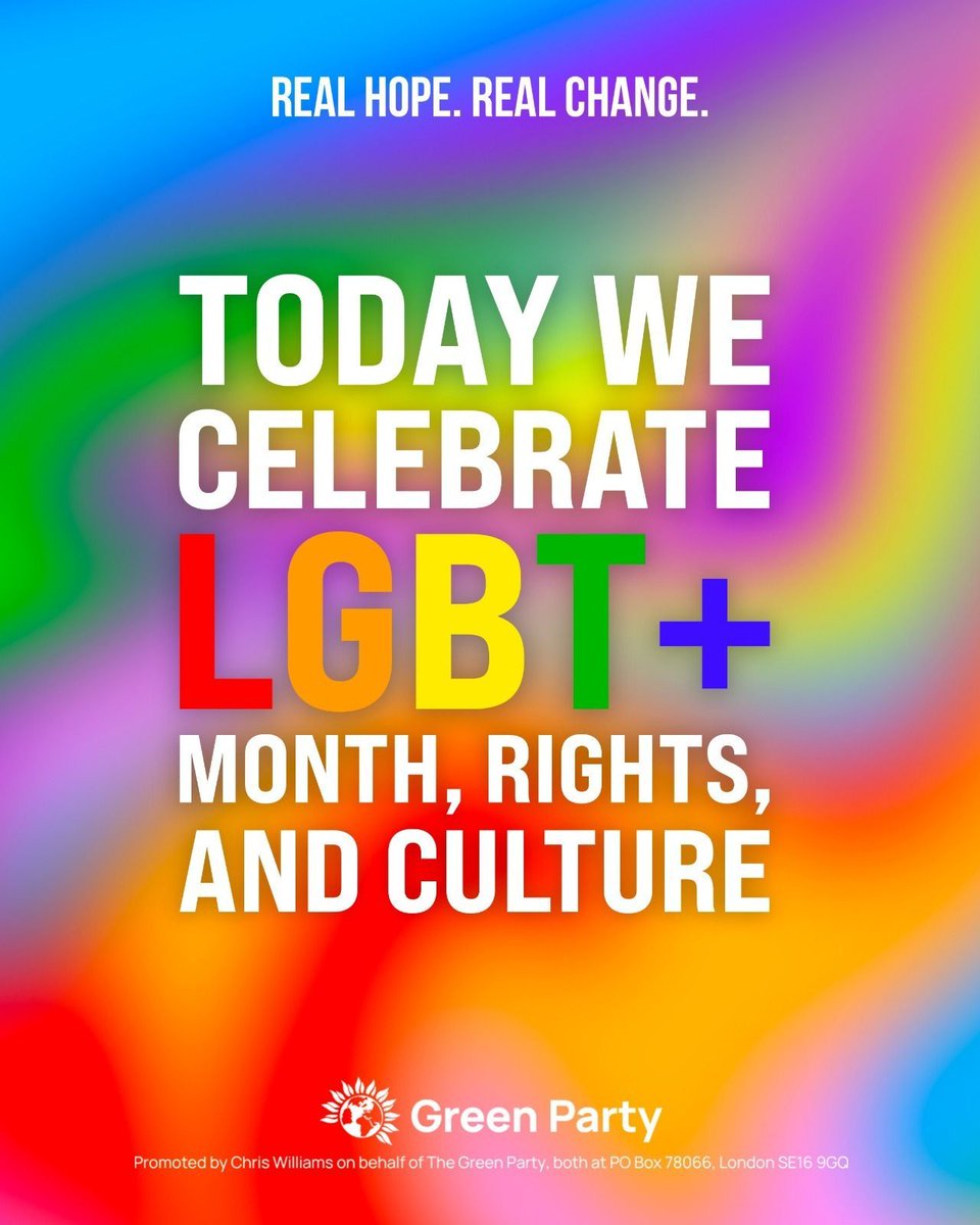 Today, and every day, the Green Party stands with LGBTIQA+ people 💚🏳️‍🌈🏳️‍⚧️

#LGBTplusHM