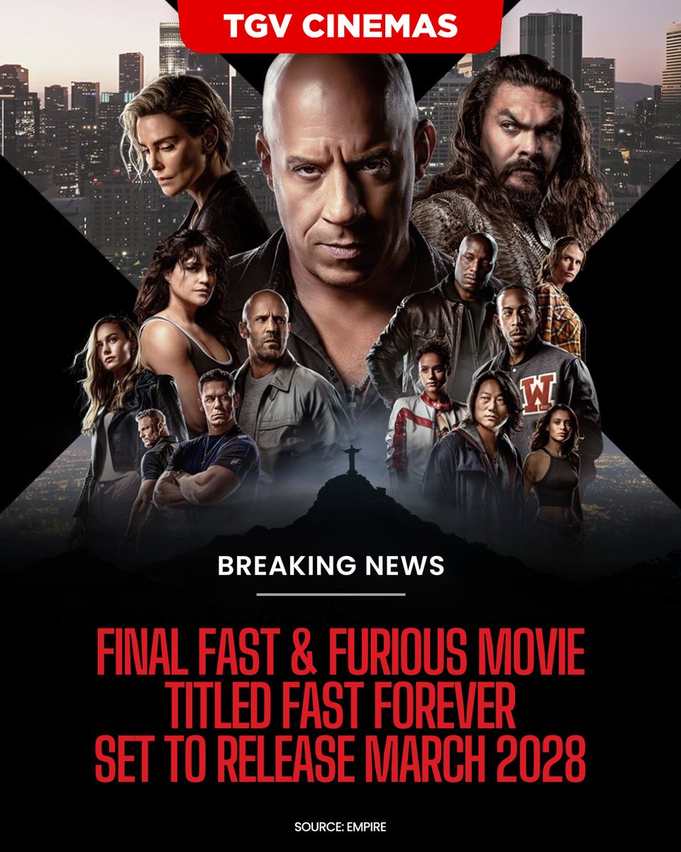 TGVCinemas's tweet image. One last ride. One final family reunion.
#FastForever races into #TGVIMAX this March 2028. 🏁

Psst… will we finally see Cristiano Ronaldo in this one? 👀

#FastAndFurious #FastXPart2 #