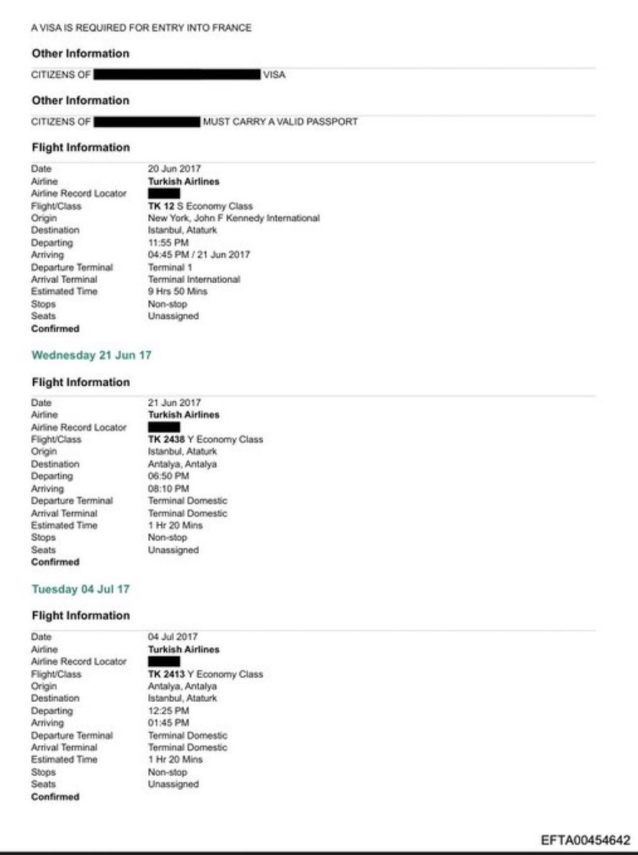 Epstein'in kişisel kredi kartıyla parasını ödeyip, Antalya'da Rixos Otel'e 'masaj eğitimi' için gönderdiği kızların uçak biletleri ortaya çıktı.