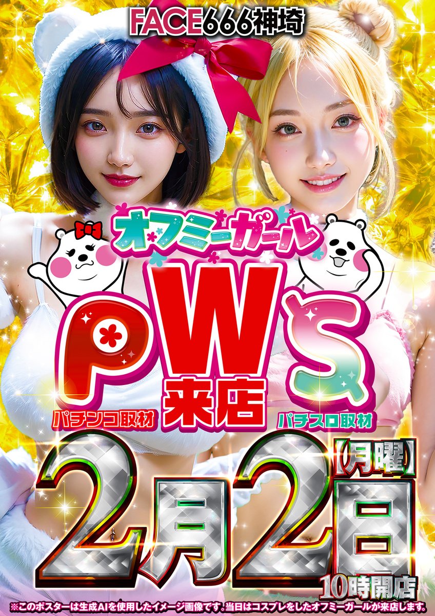 こんばんは🐷 🌈2月2日（月）🌈 全店合同朝10時オープン