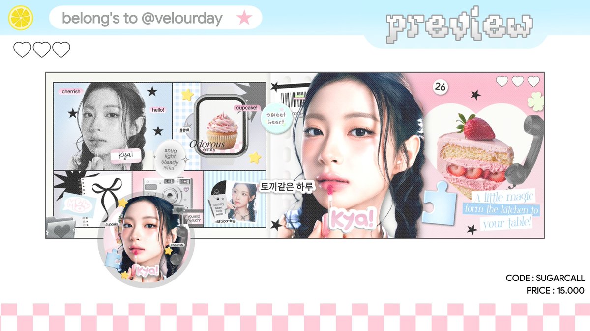 velourday's tweet image. help rt? tysm!

haii! aku punya 3 layout rs dari SUGARCALL! ada KYA, GO YOUNJUNG &amp;amp; DAYEON ^^ yang mau take bisa ketok dm ku ya, janlup mt after dm, thankiees ♥️

free retext 
💵 cek alt
#zonaba
#zonauang