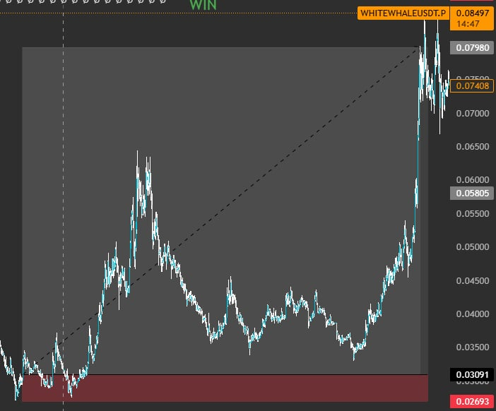 brylle_encore's tweet photo. Imagine if we were able to pull off something like this during the bear market. How much more in a bull run?

We pulled a 7500% runner with a 50x leverage token.

Despite the market conditions I believe we can still find gems like $WHITEWHALE.

Want to be in calls like this? Please follow me and join our discord. Send me a DM

#alphaintel 
#MEXC 
#trading 
#crypto